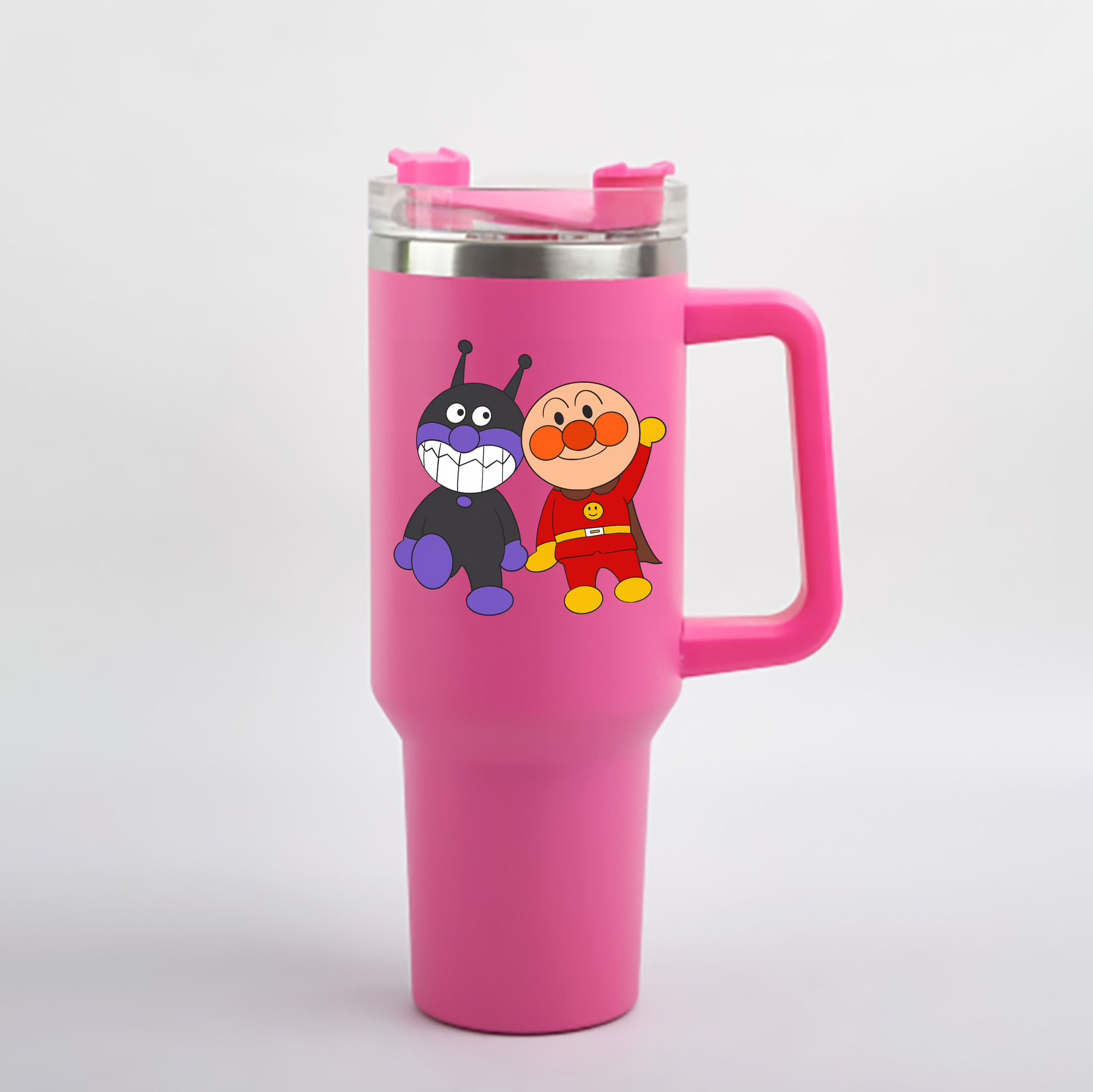 （画像用） アンパンマン Anpanman 1200mL車用タンブラー - クリスタルステッカー（プラスチックストロー付き）